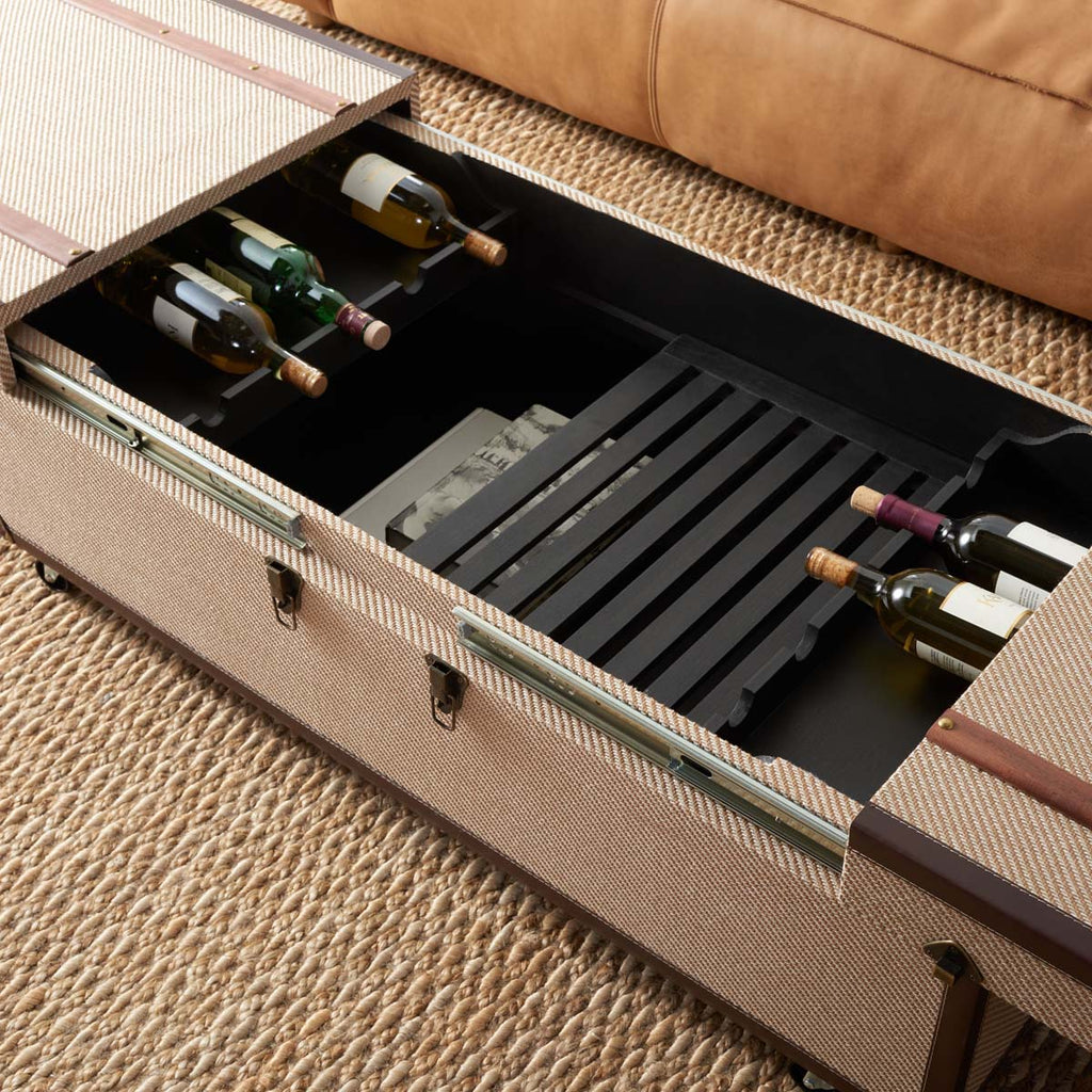 Safavieh Zoe Coffee Table Storage Trunk With Wine Rack - Beige