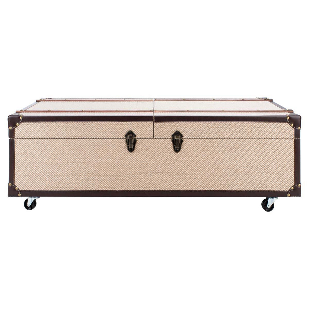 Safavieh Zoe Coffee Table Storage Trunk With Wine Rack - Beige