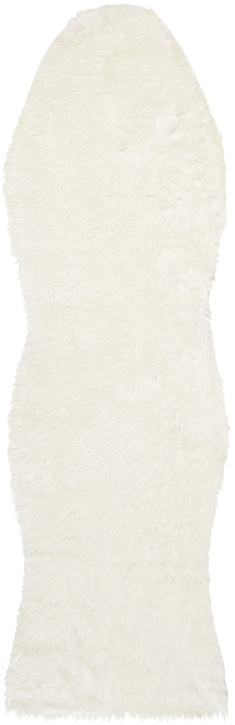 Faux Fur Sheepskin Runner Rug, FSS115A, 62 X 240 cm in Ivory