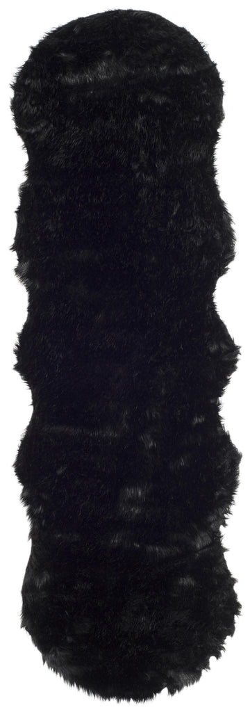 Faux Fur Sheepskin Runner Rug, FSS115B, 62 X 240 cm in Black