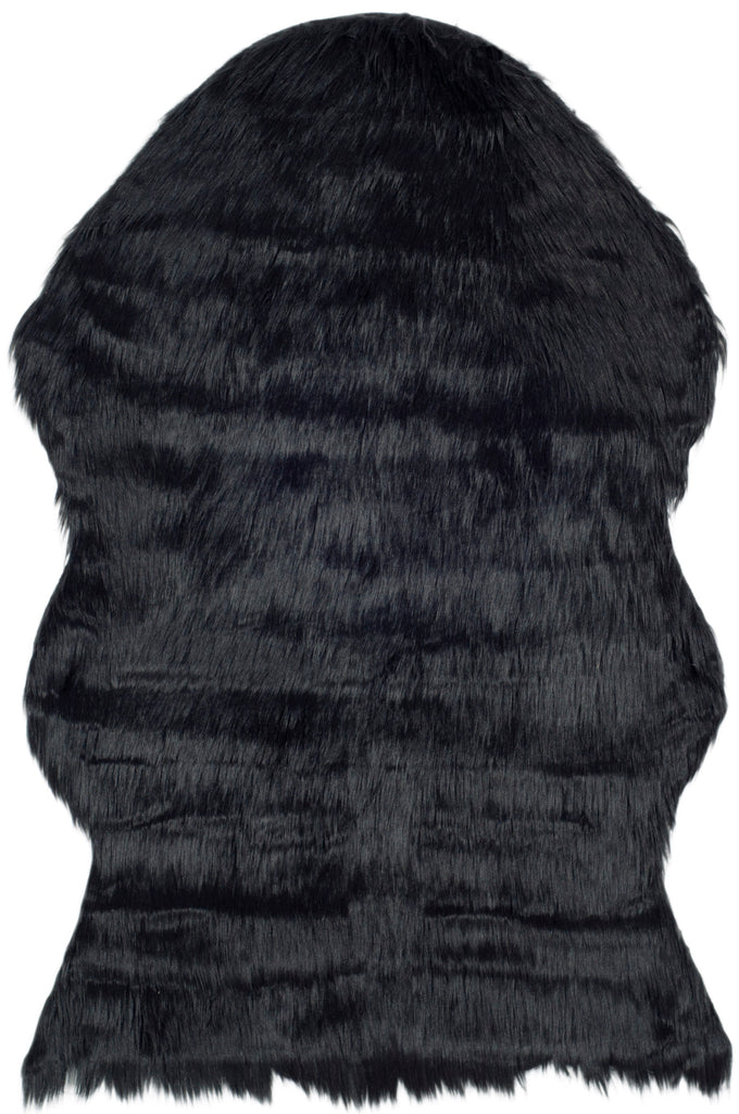 Faux Fur Sheepskin Area Rug, FSS115B, 90 X 150 cm in Black