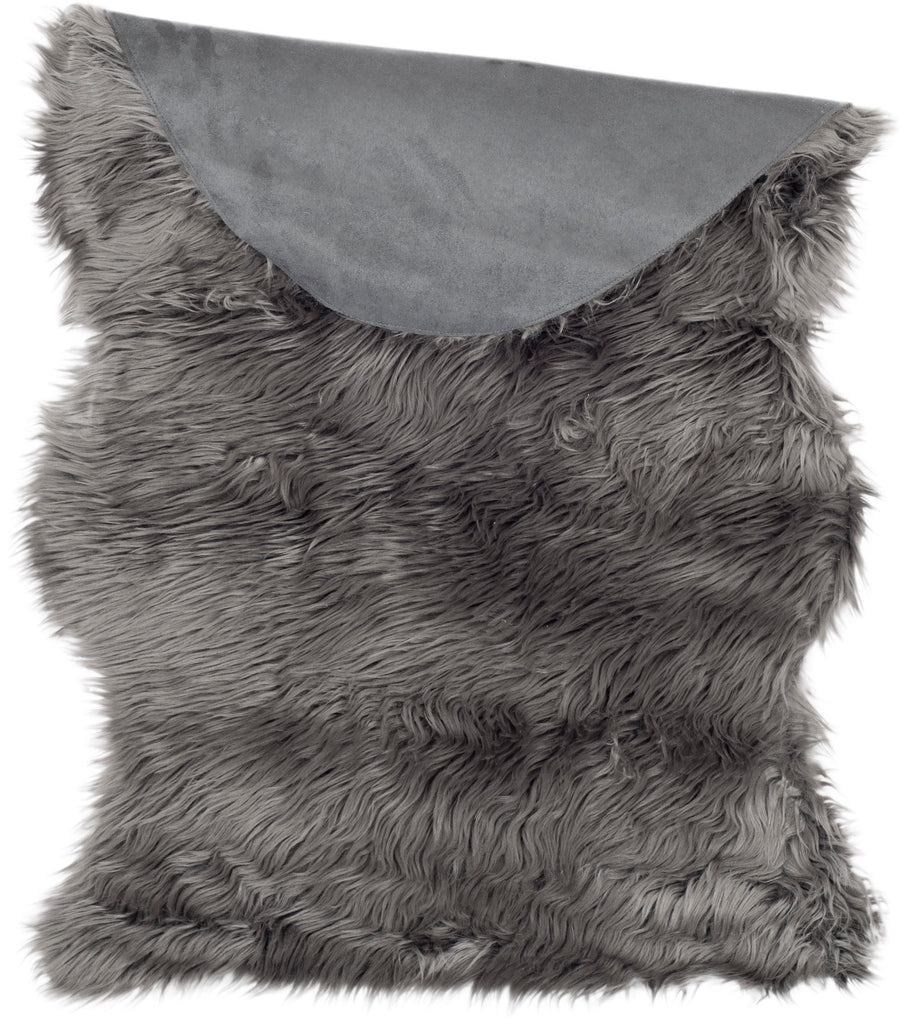 Faux Fur Sheepskin Runner Rug, FSS115D, 62 X 240 cm in Grey