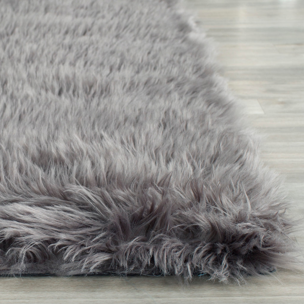 Faux Fur Sheepskin Accent Rug, FSS235D, 60 X 91 cm in Grey