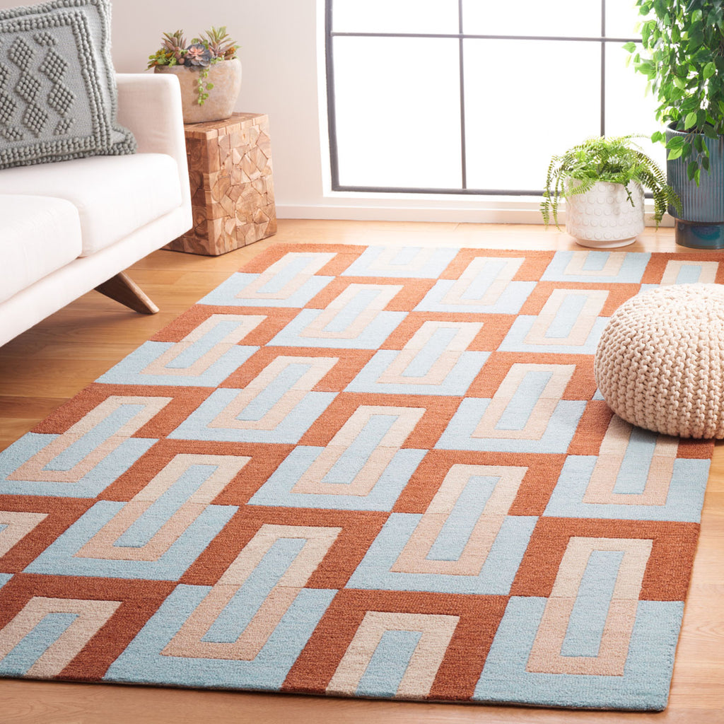 Safavieh Genre Collection, GRE102M - Light Blue / Rust