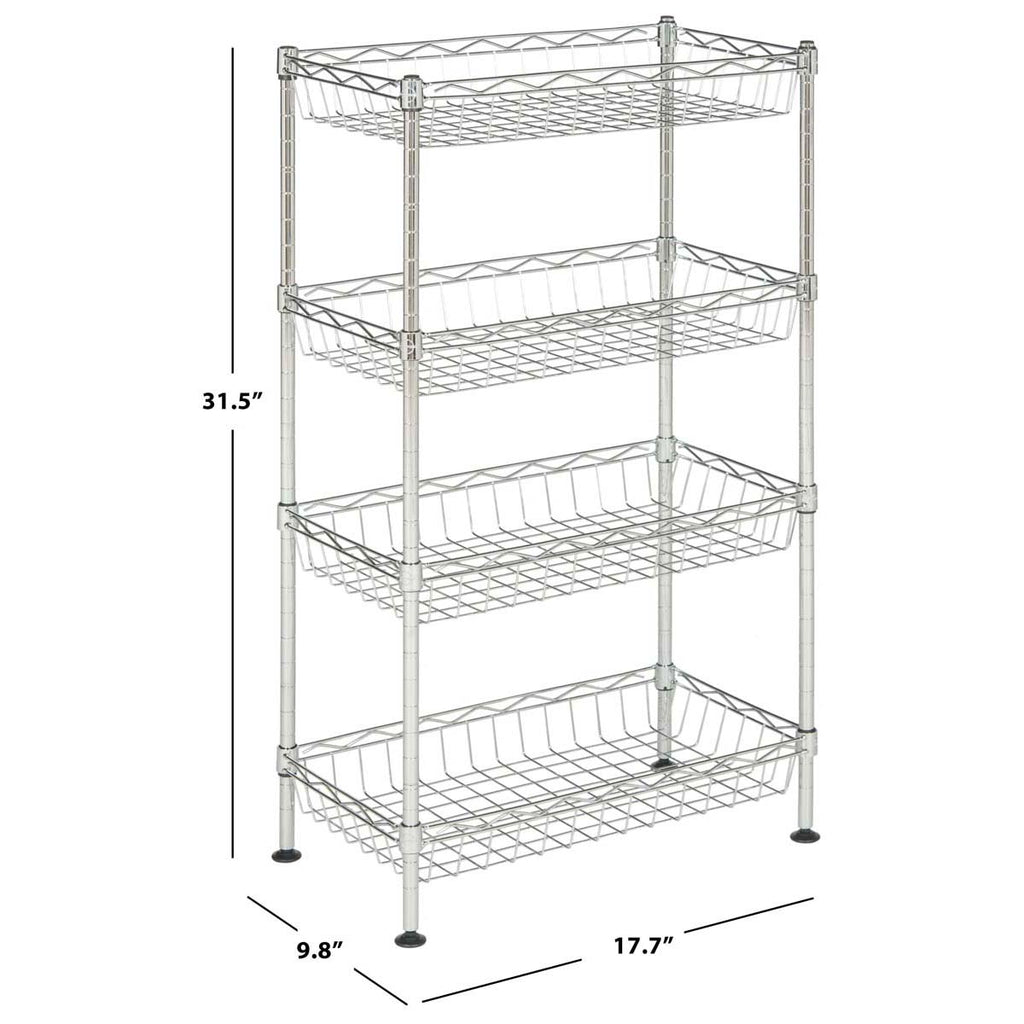 Safavieh Gaston 4 Tier Chrome Wire Mini Rack (17.7 In. W X 9.8 In. D X 31.5 In. H) - Chrome