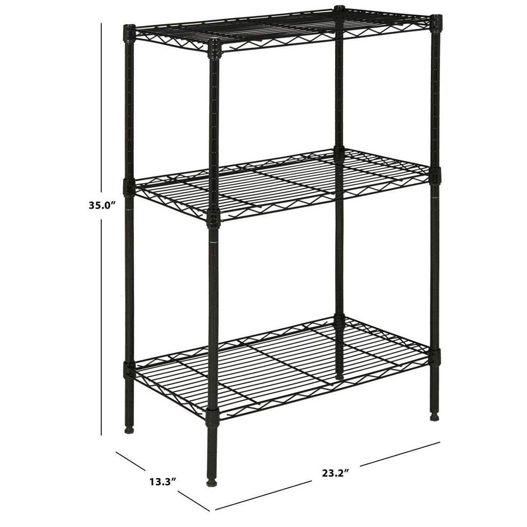 Safavieh Sierra Mini 3 Tier Chrome Wire Shelve (23 In. W X 13 In. D X 35 In. H) - Black