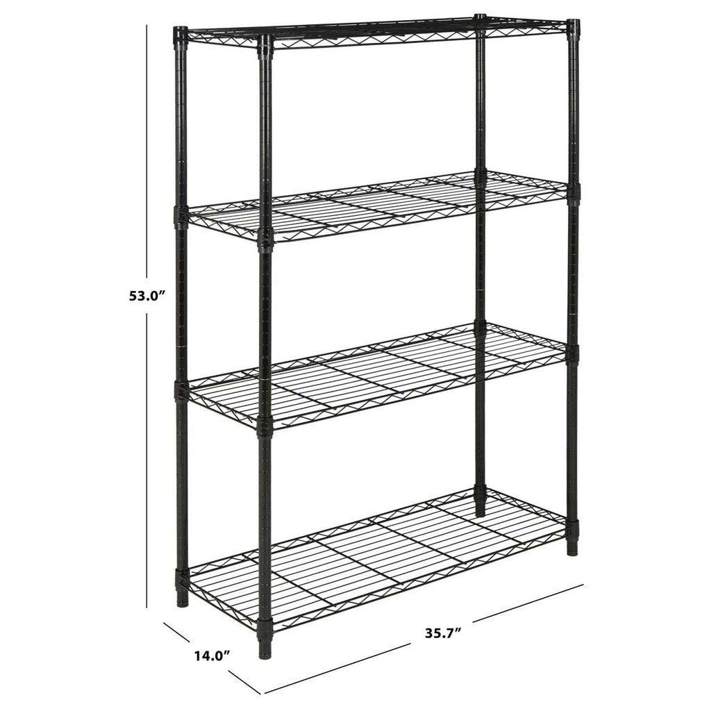 Safavieh Bravo 4 Tier Chrome Wire Shelve (35 In W X 13 In D X 53 In H) - Black