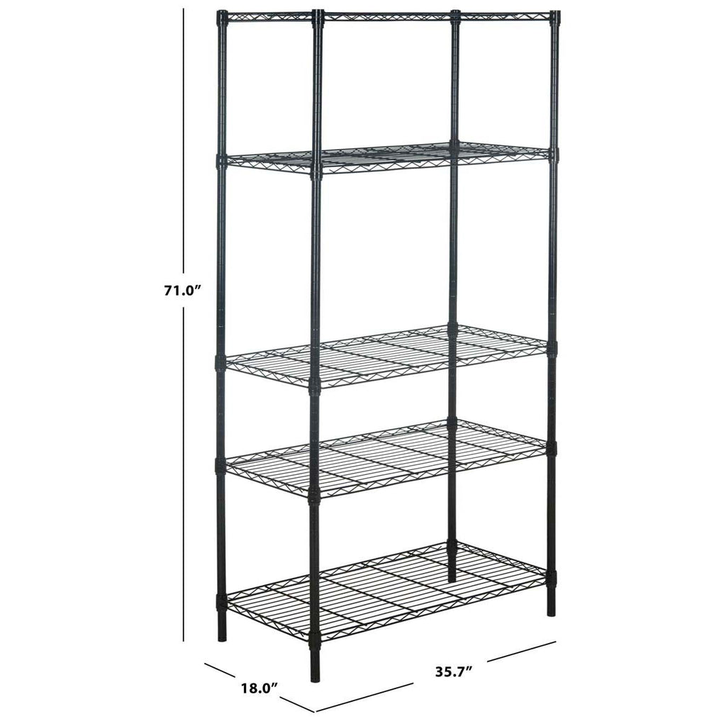 Safavieh Alpha 5 Tier Chrome Wire Shelving (35 In W X 18 In D X 71 In H) - Black