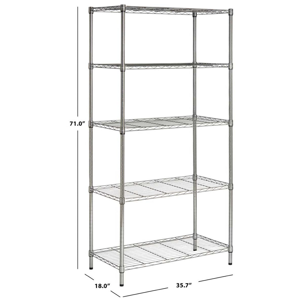 Safavieh Alpha 5 Tier Chrome Wire Shelving (35 In W X 18 In D X 71 In H) - Chrome