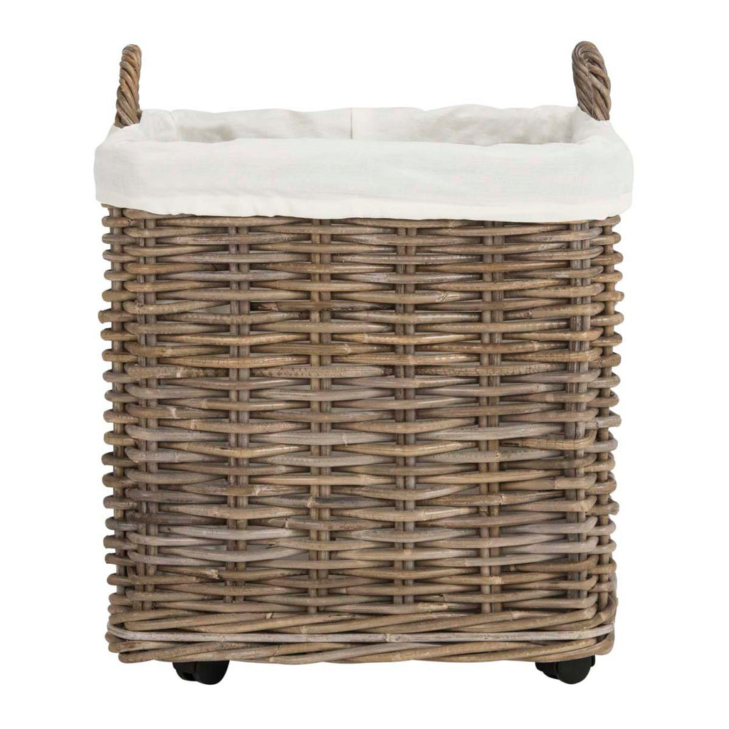 Safavieh Amari Rattan Square Set Of 2 Baskets With Wheels - Natural