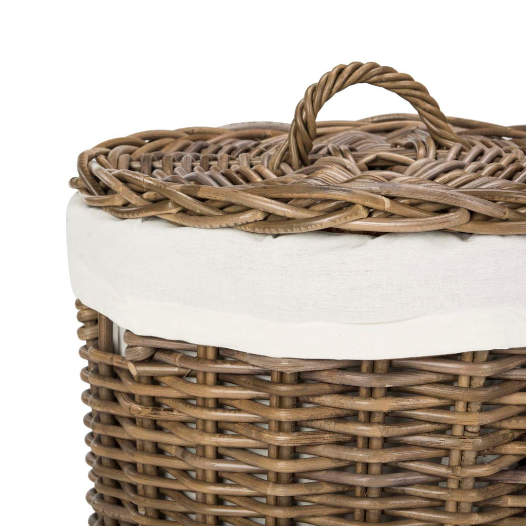 Safavieh Millen Rattan Round Set Of 2 Laundry Baskets - Natural