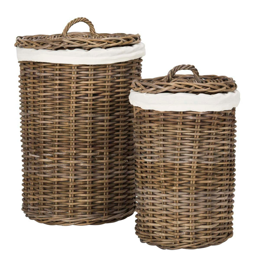 Safavieh Millen Rattan Round Set Of 2 Laundry Baskets - Natural