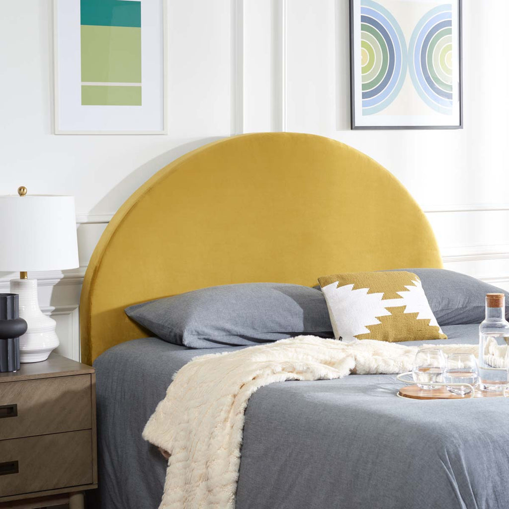 Safavieh Sunnira Arched Headboard - Mustard Velvet