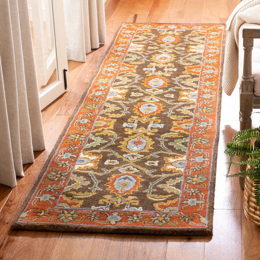 Safavieh Heritage Rug Collection HG734B - Chocolate / Tangerine