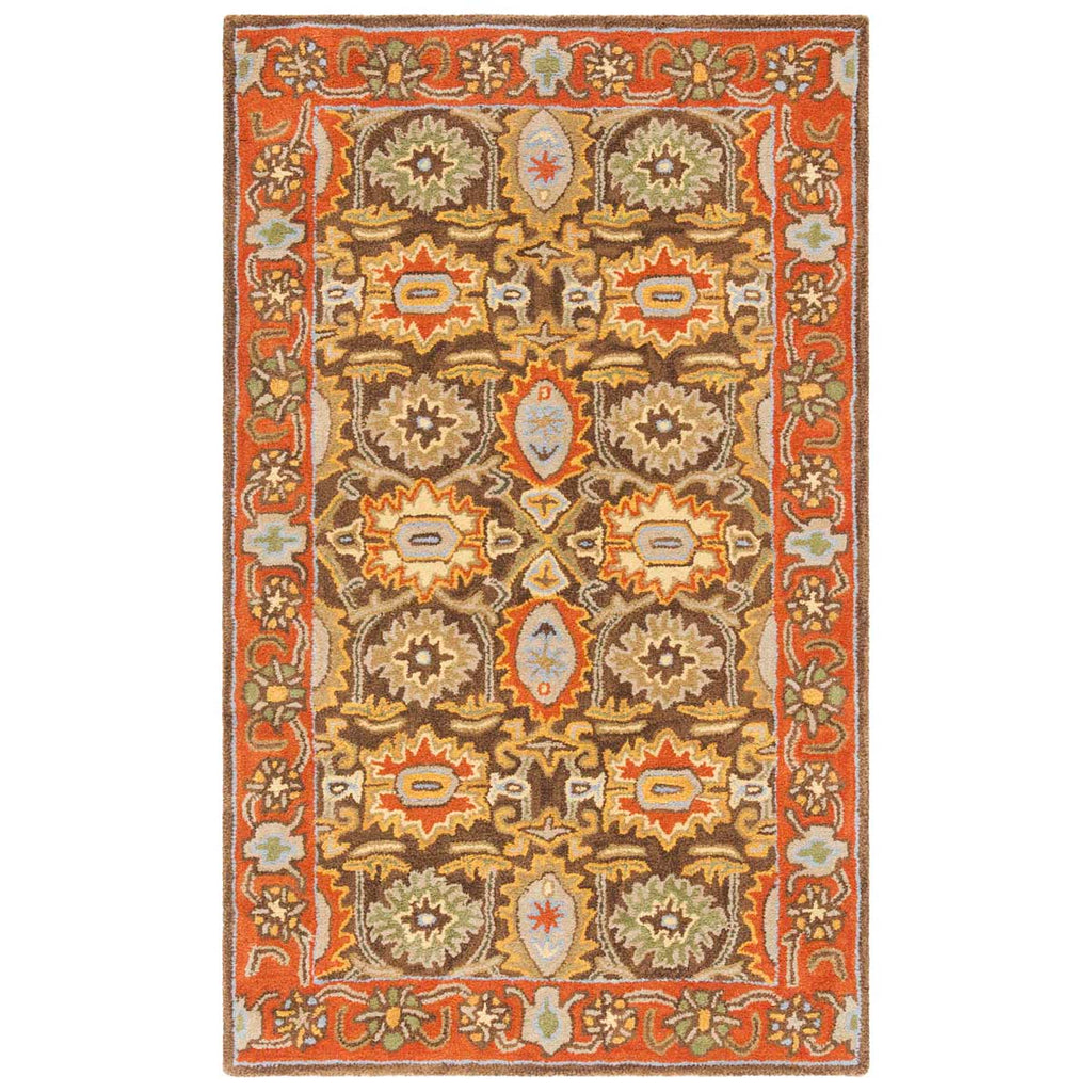 Safavieh Heritage Rug Collection HG734B - Chocolate / Tangerine