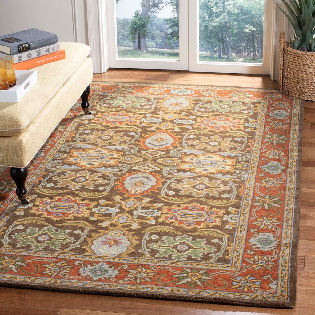 Safavieh Heritage Rug Collection HG734B - Chocolate / Tangerine