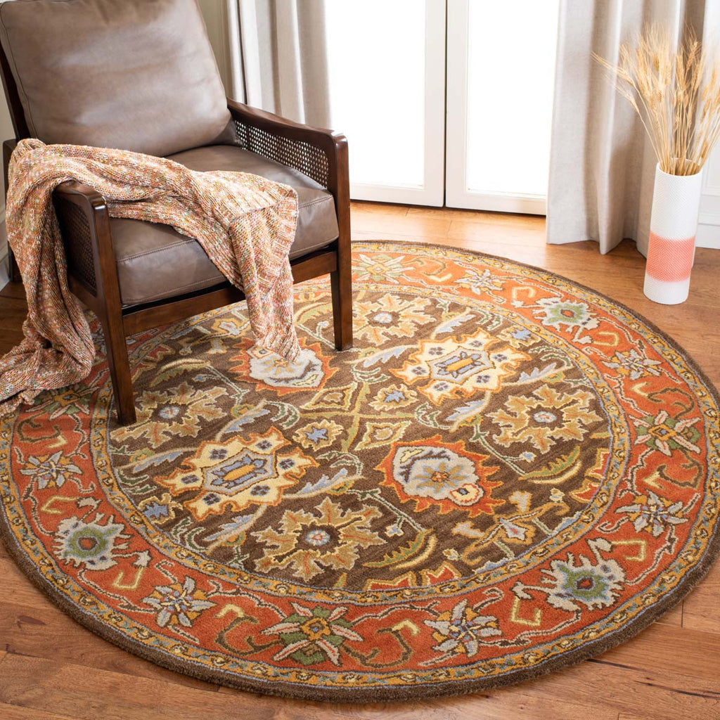 Safavieh Heritage Rug Collection HG734B - Chocolate / Tangerine