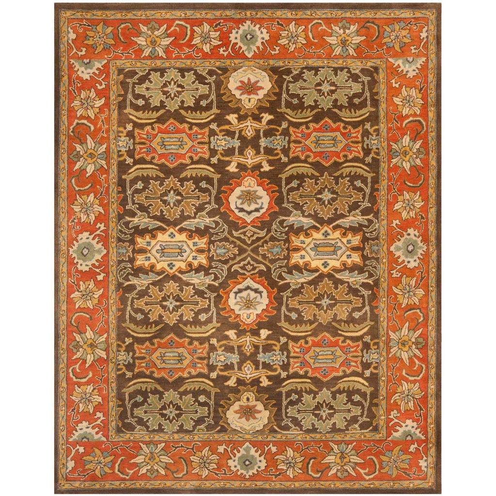 Safavieh Heritage Rug Collection HG734B - Chocolate / Tangerine