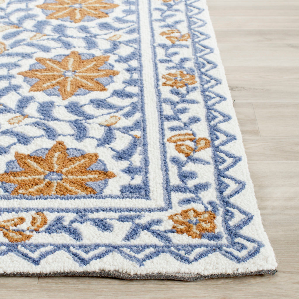 Casual Area Rug, HK150A, 90 X 150 cm in Ivory / Blue