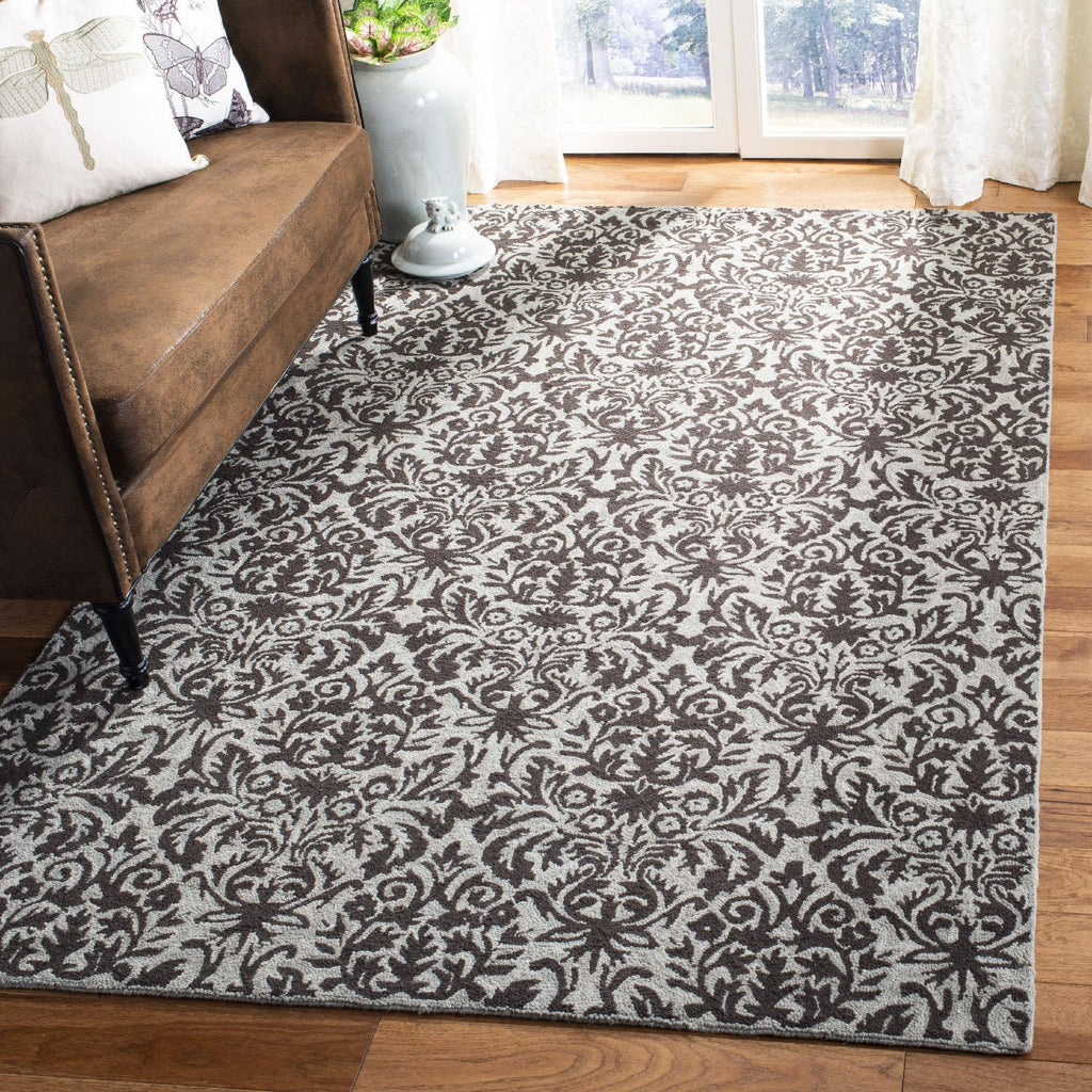 Elegant Area Rug, HK368C, 120 X 180 cm in Sage / Chocolate