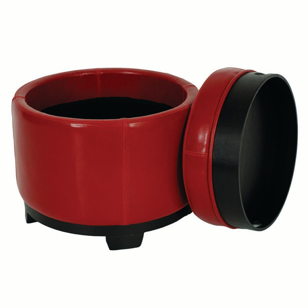 Safavieh Round Storage Tray Ottoman - Red