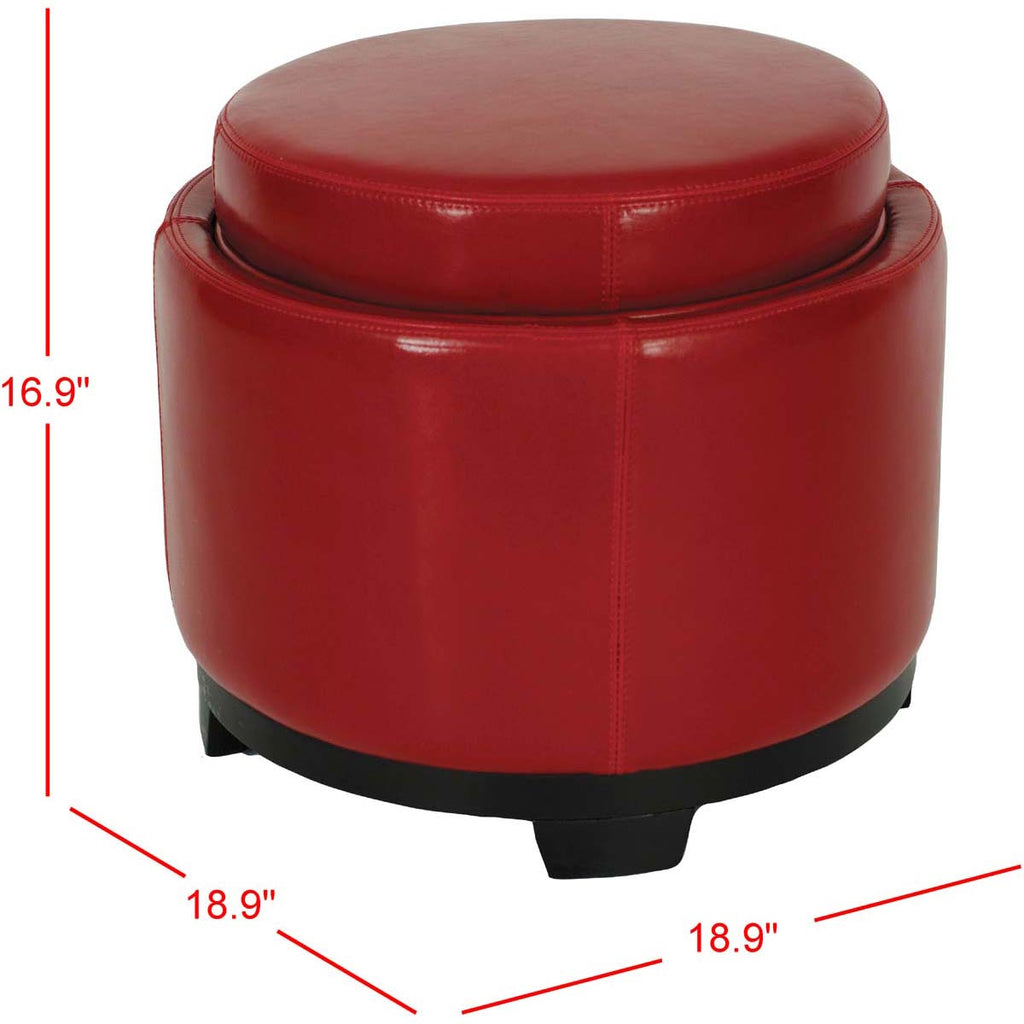 Safavieh Round Storage Tray Ottoman - Red
