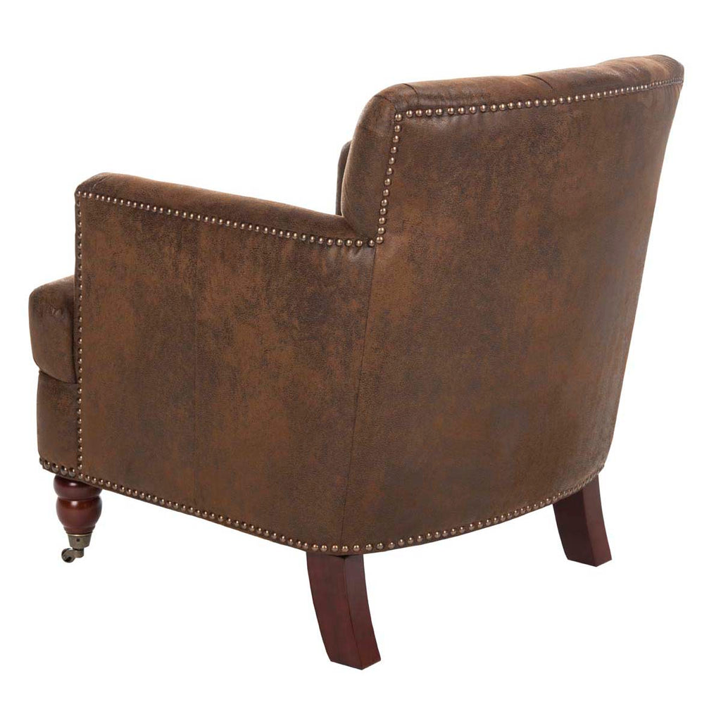 Safavieh Colin Tufted Club Chair - Brown / Cherry Mahogany