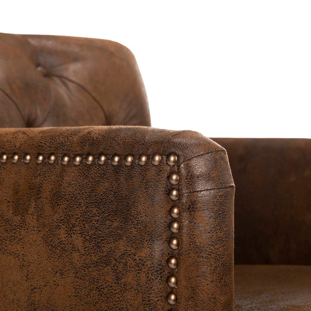 Safavieh Colin Tufted Club Chair - Brown / Cherry Mahogany