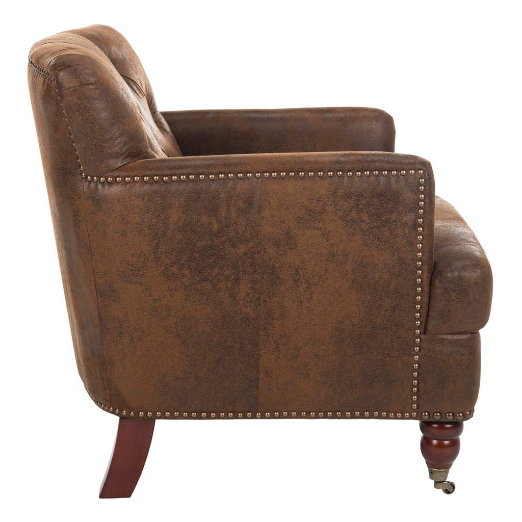 Safavieh Colin Tufted Club Chair - Brown / Cherry Mahogany