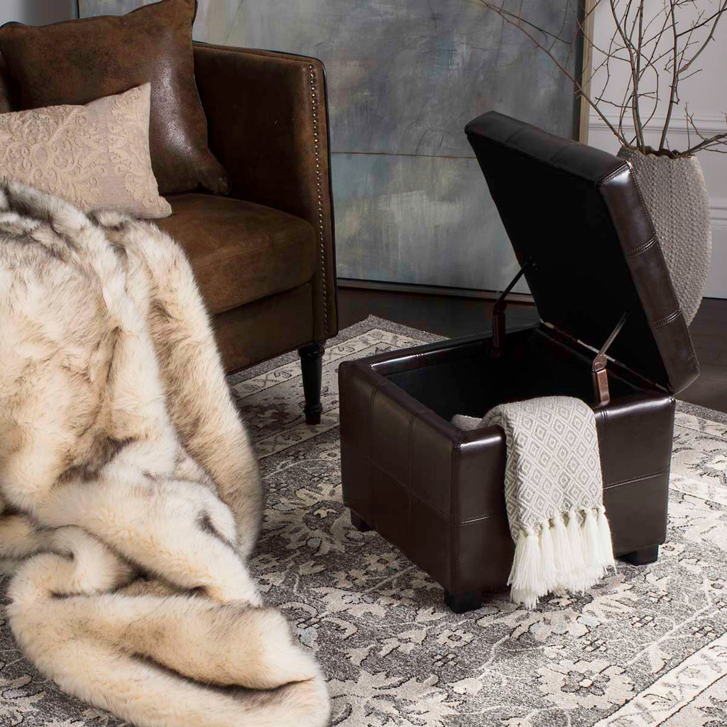 Safavieh Maiden Square Tufted Ottoman - Brown