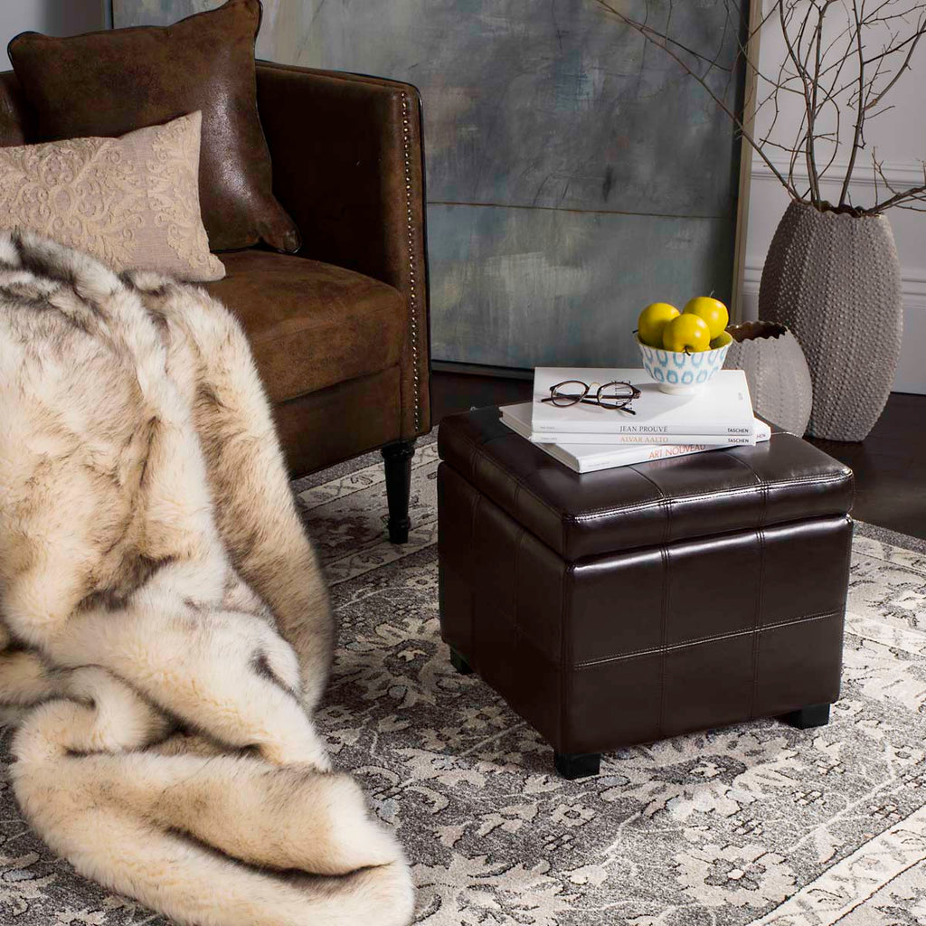 Safavieh Maiden Square Tufted Ottoman - Brown