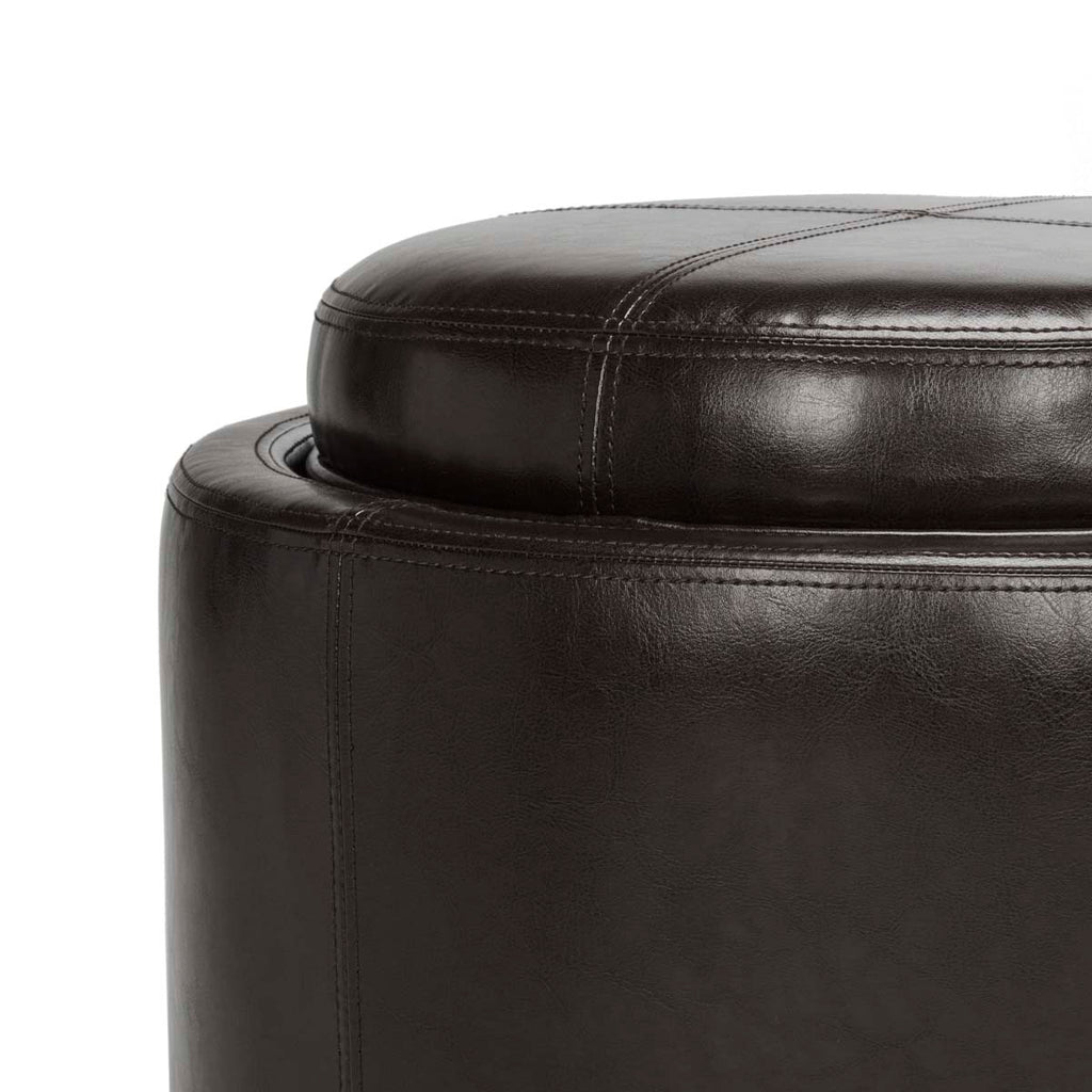 Safavieh Chelsea Round Tray Ottoman - Brown