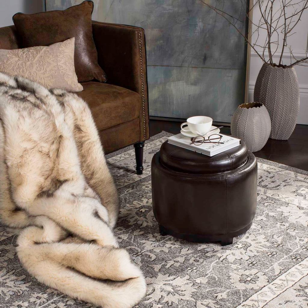 Safavieh Chelsea Round Tray Ottoman - Brown