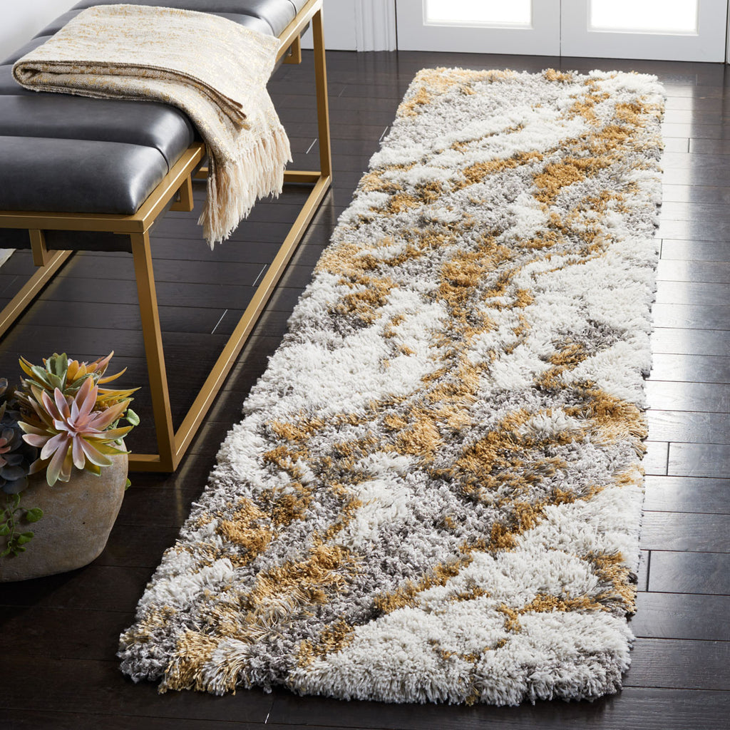 Safavieh Horizon Shag Rug Collection: HZN890D-3SQ - Grey / Gold