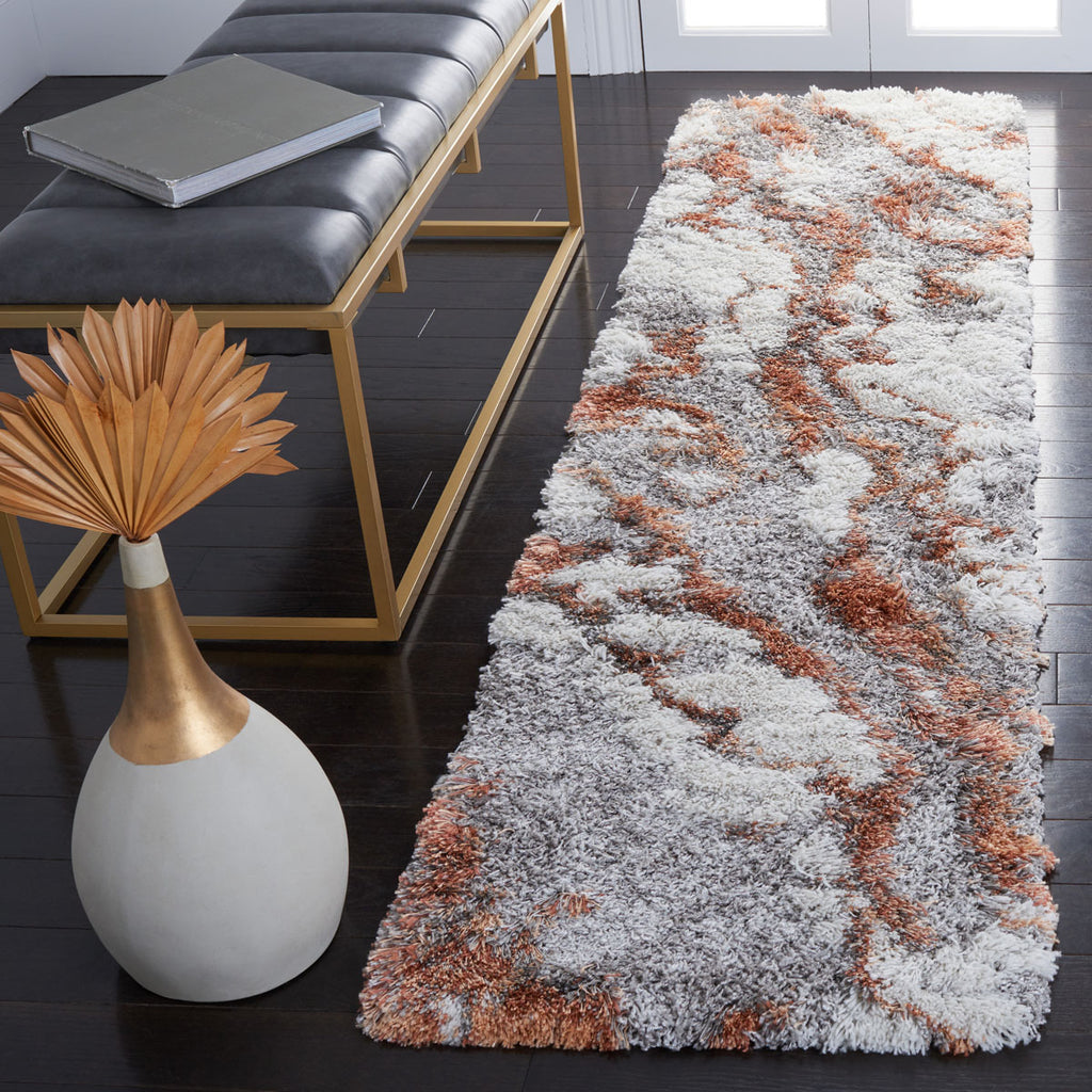 Safavieh Horizon Shag Rug Collection: HZN890P-2 - Grey / Rust