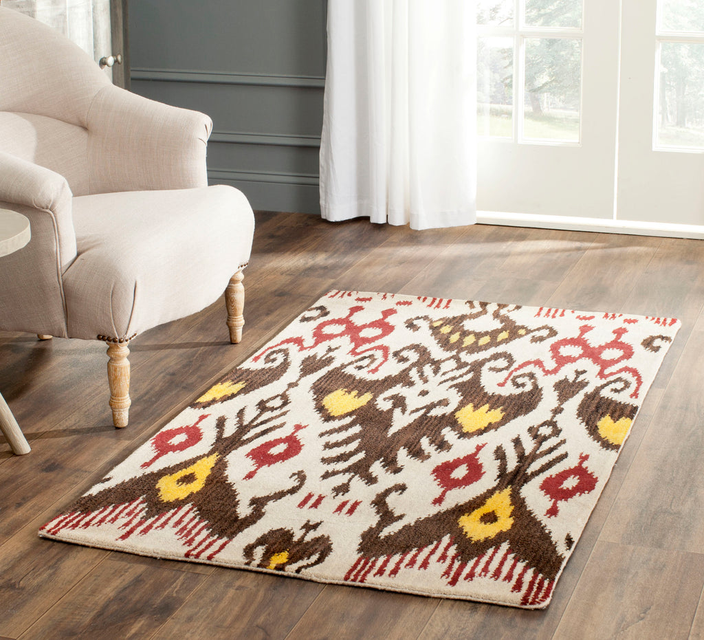 Contemporary Area Rug, IKT216 - Beige / Brown