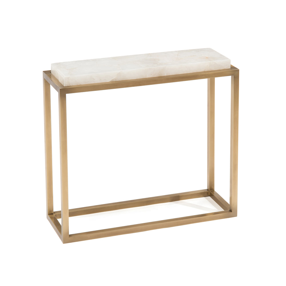 Calcite And Antique Brass Accent Table | John-Richard - JFD-0113