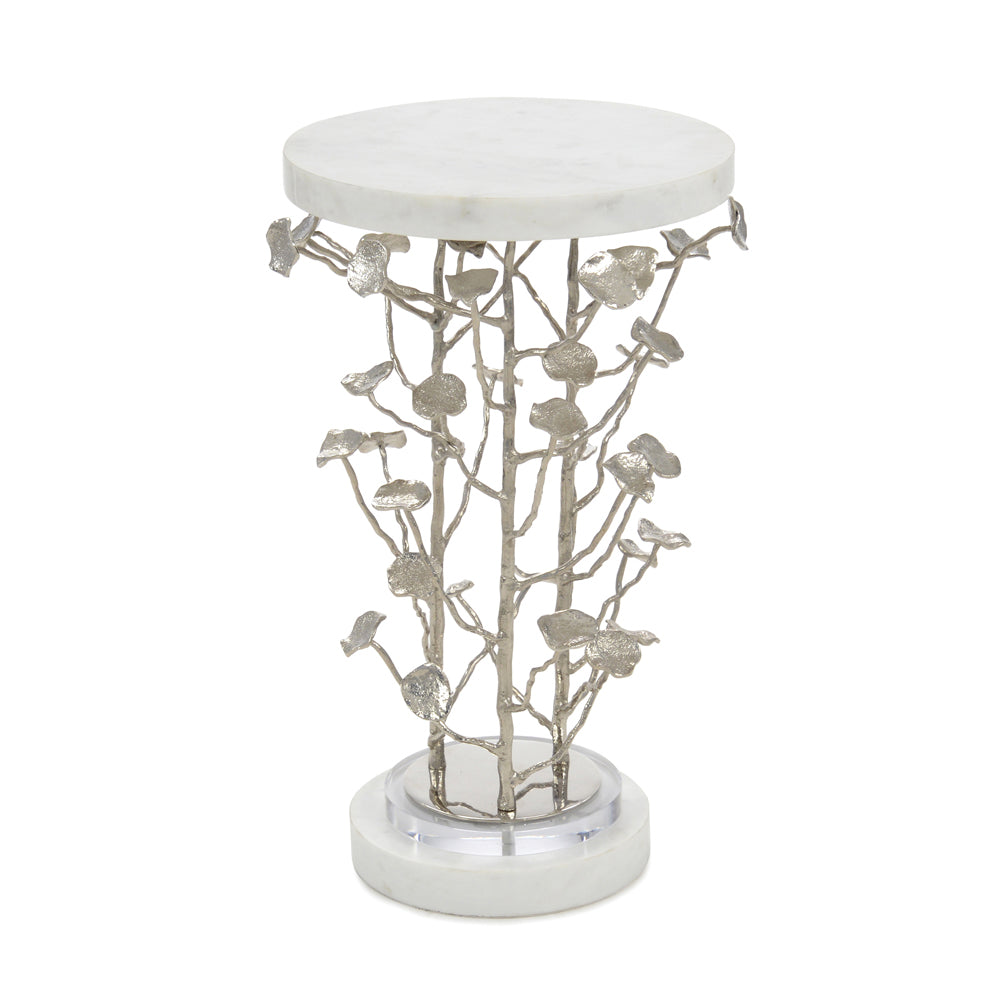 Marble And Brushed Nickel Branch Martini Table | John-Richard - JFD-0184