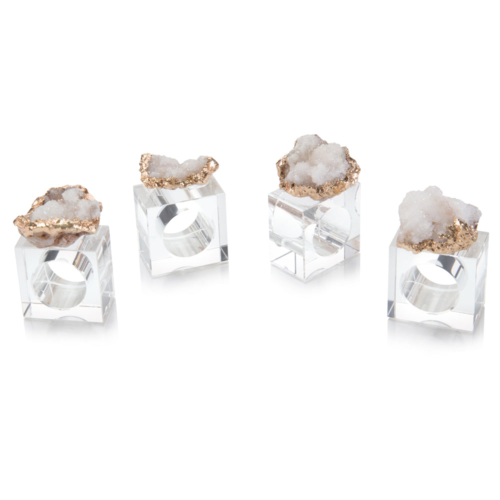 Set Of Four White And Gold Geode Napkin Rings | John-Richard - JRA-10469S4