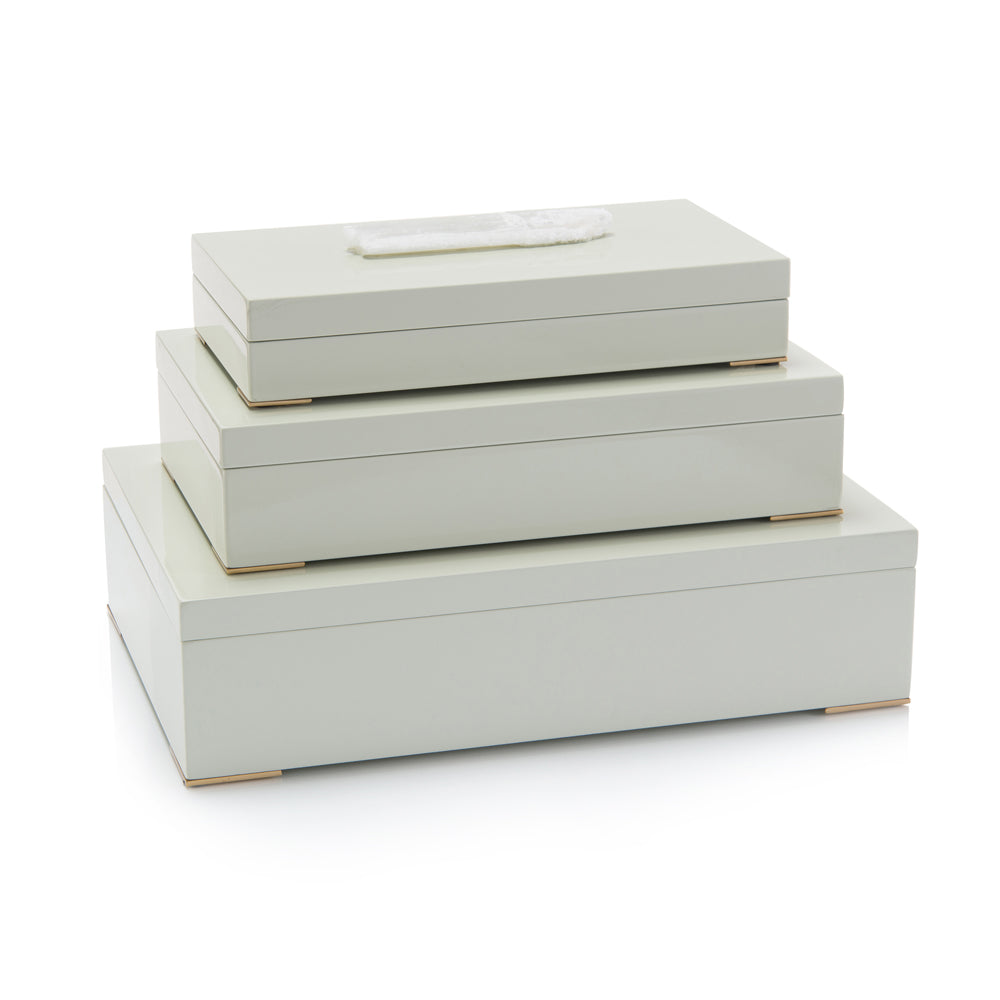 Set Of Three Boxes Topped In Selenite | John-Richard - JRA-10475S3