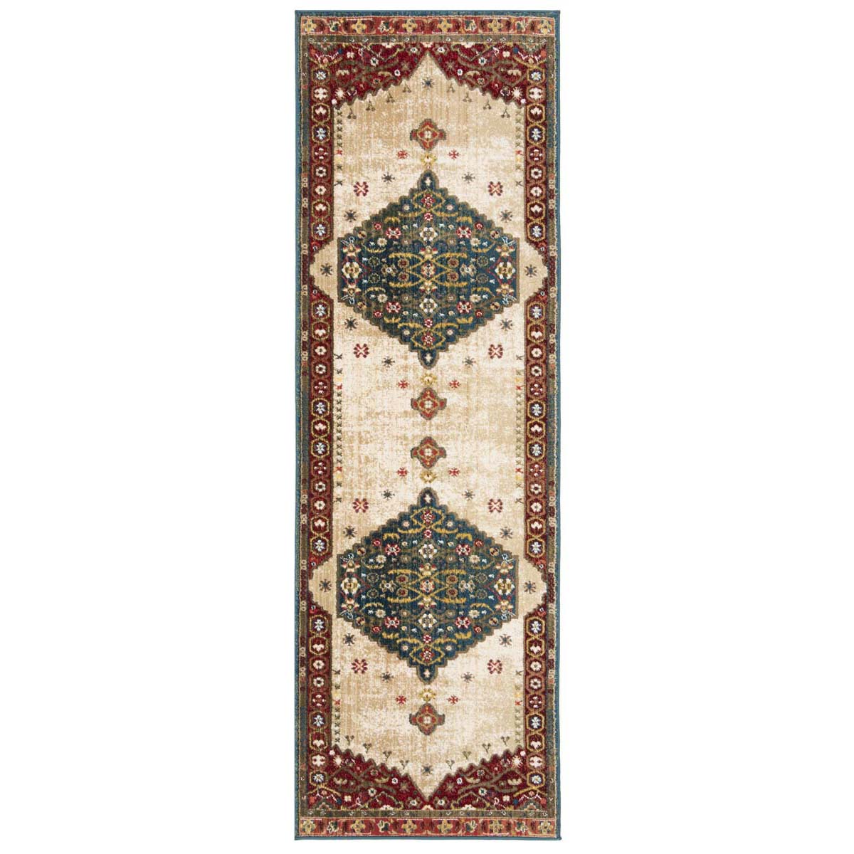 Safavieh Kashan Collection KSN306M Blue / Red Rug - 2' 6 x 8