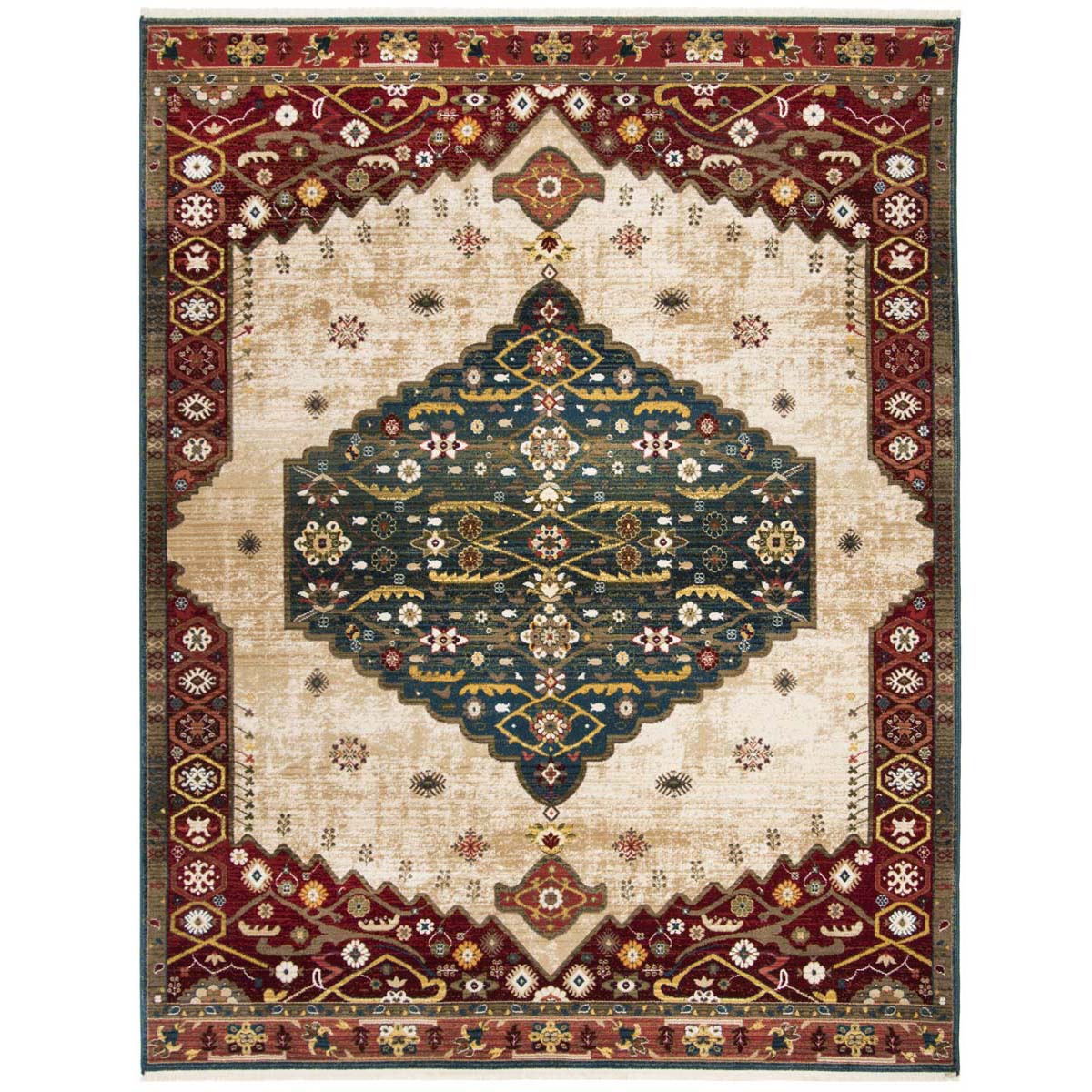 Safavieh Kashan Collection KSN306M Blue / Red Rug - 2' 6 x 8