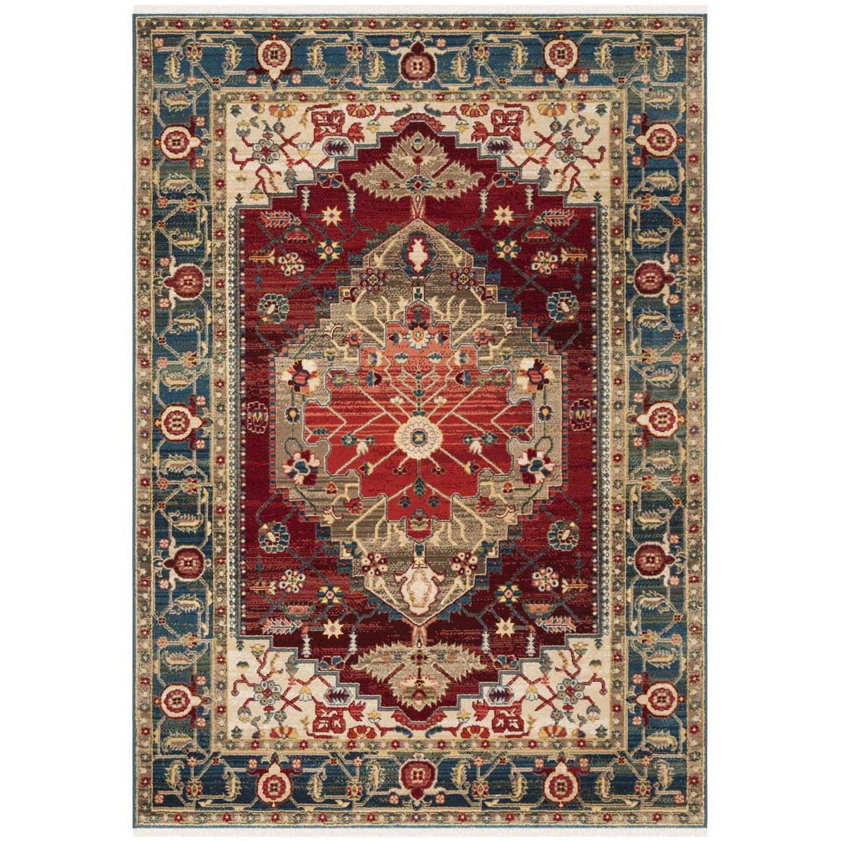 Safavieh Kashan Collection KSN306M Blue / Red Rug - 2' 6 x 8