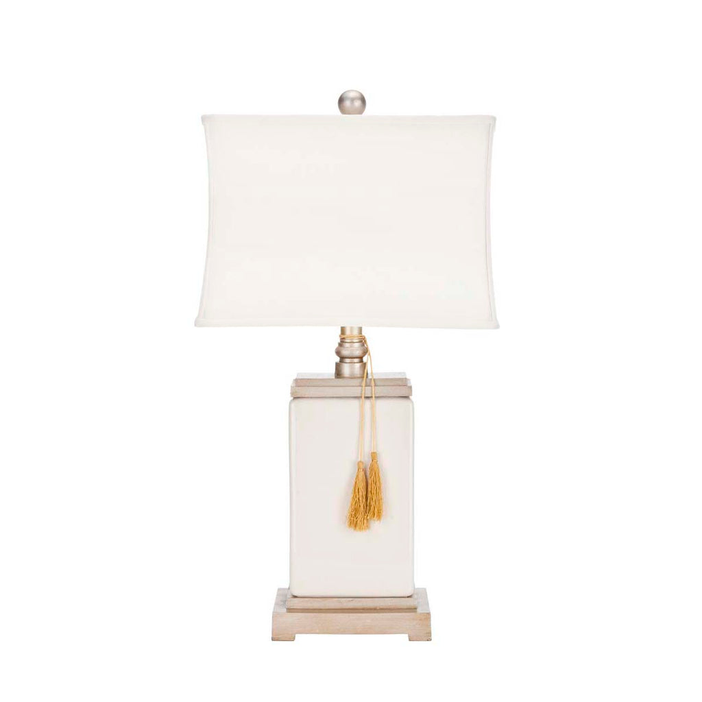 Safavieh Amiliana Cream Glazed 32-Inch H Tassel Lamp - Cream