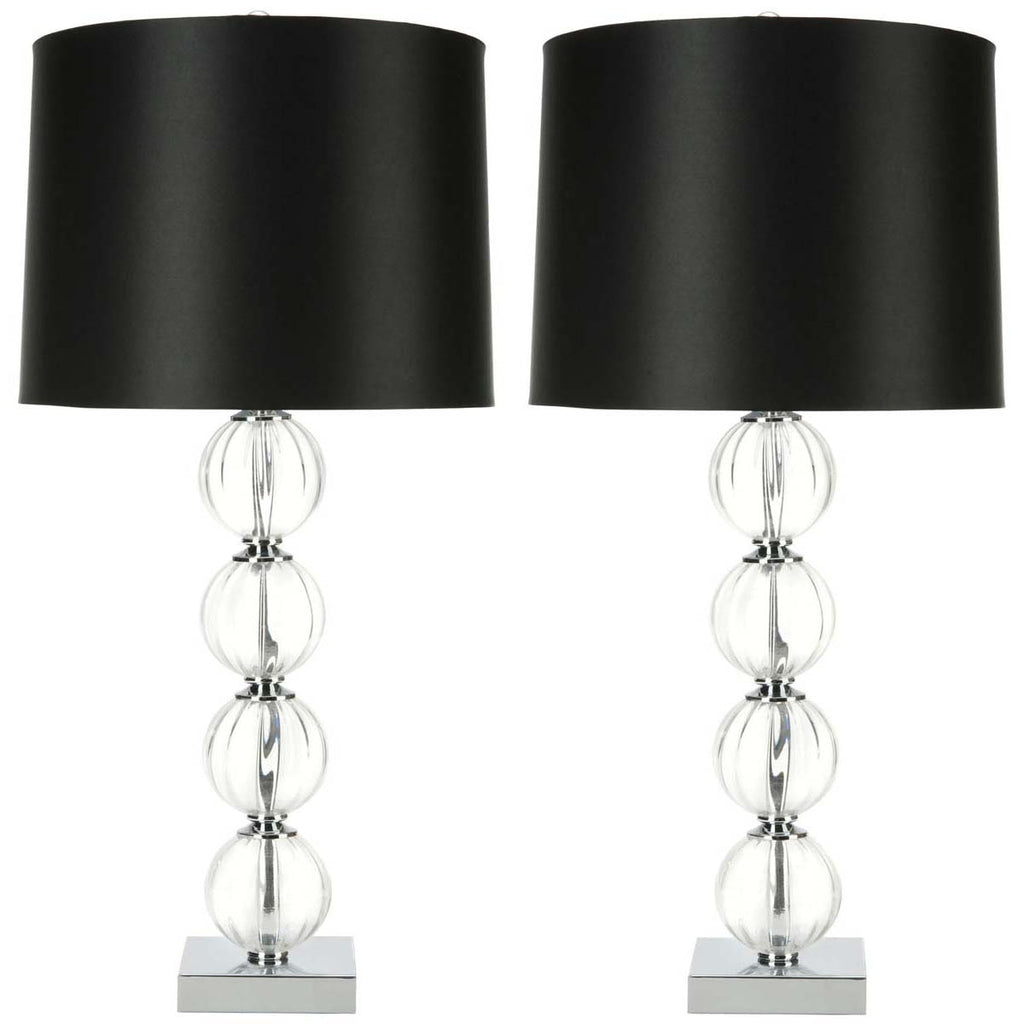 Safavieh Amanda 31 Inch H Black Crystal Glass Globe Lamp-Clear (Set of 2)