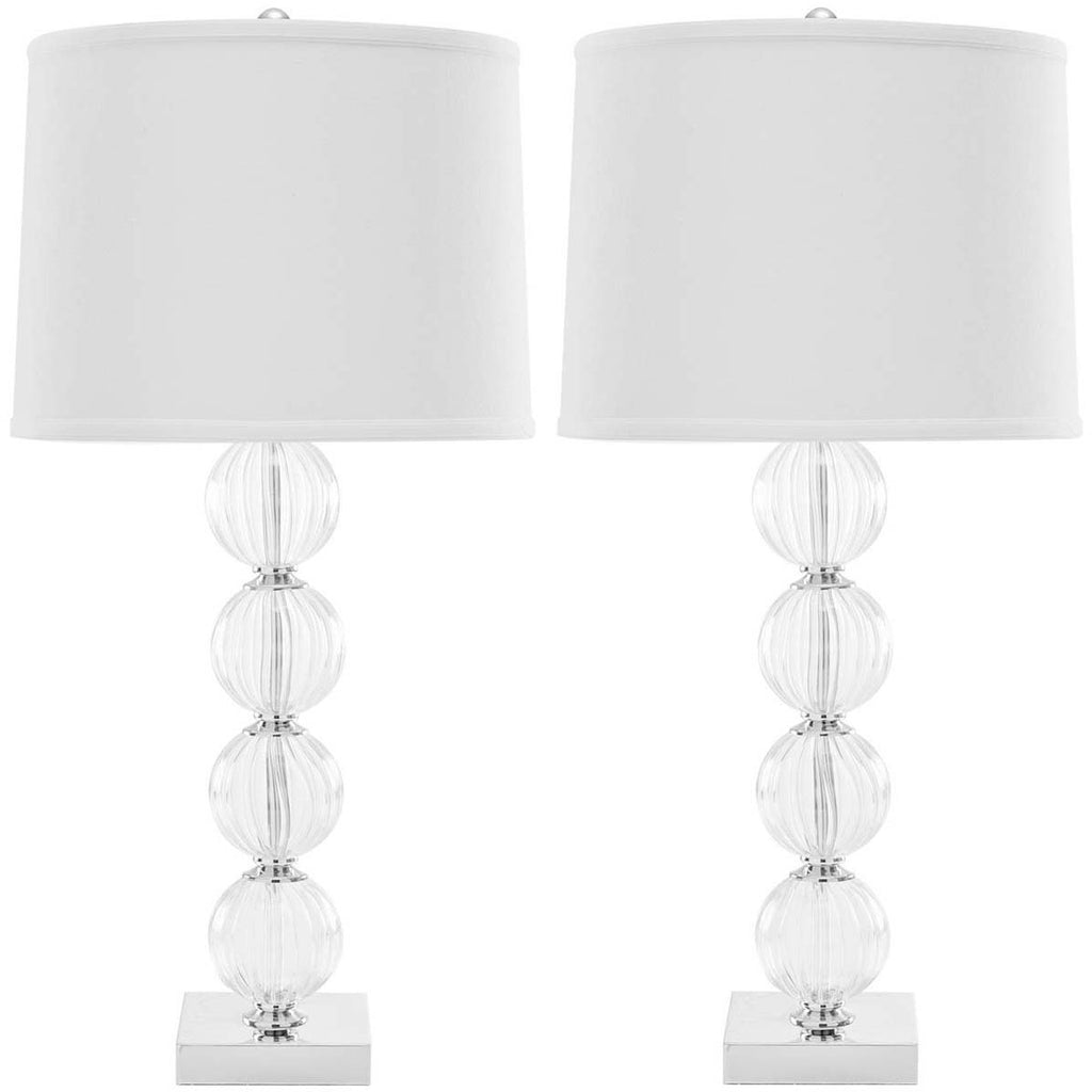 Safavieh Amanda 31 Inch H White Crystal Glass Globe Lamp-Clear (Set of 2)