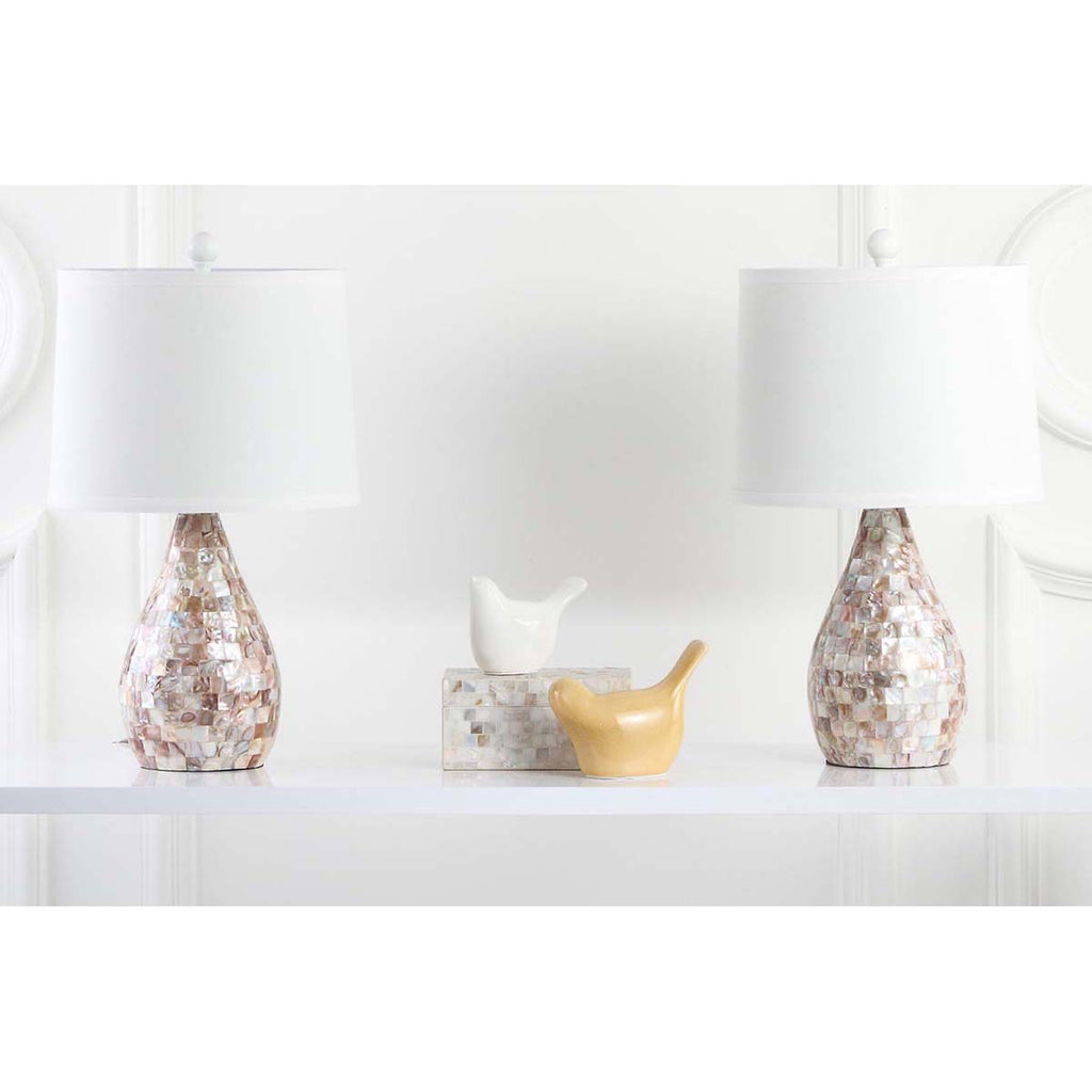 Safavieh Lauralie 20.5 Inch H Ivory Capiz Shell Lamp-Ivory (Set of 2)