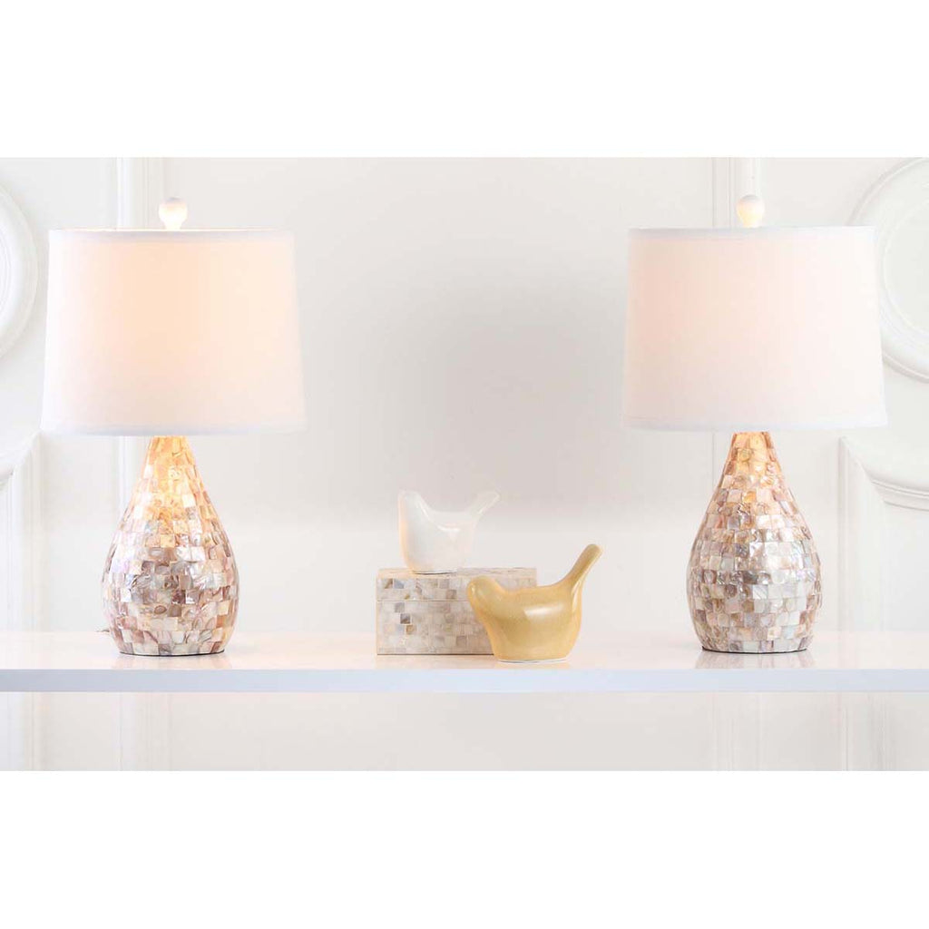 Safavieh Lauralie 20.5 Inch H Ivory Capiz Shell Lamp-Ivory (Set of 2)