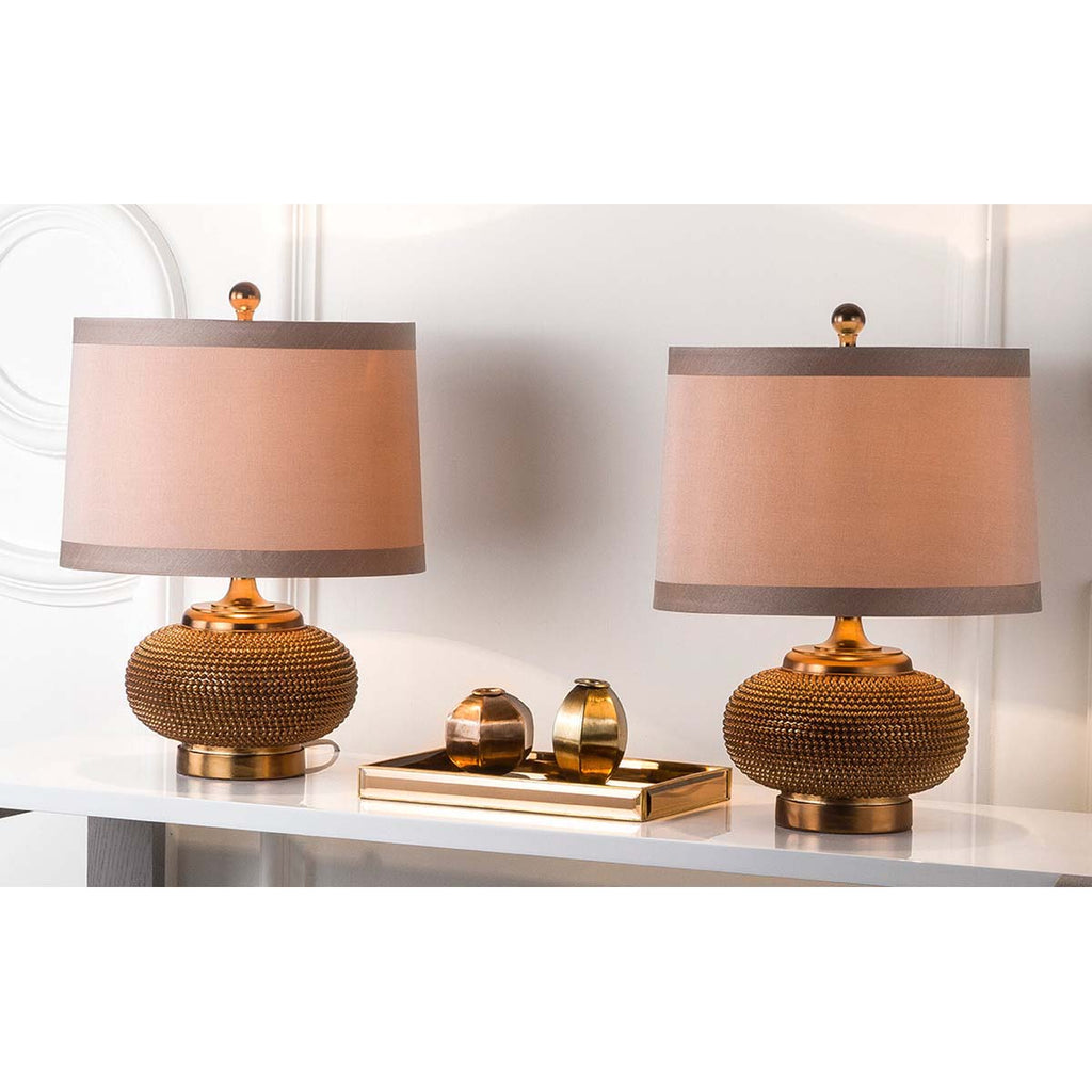 Safavieh Alexis 19 Inch H Gold Bead Lamp-Copper (Set of 2)