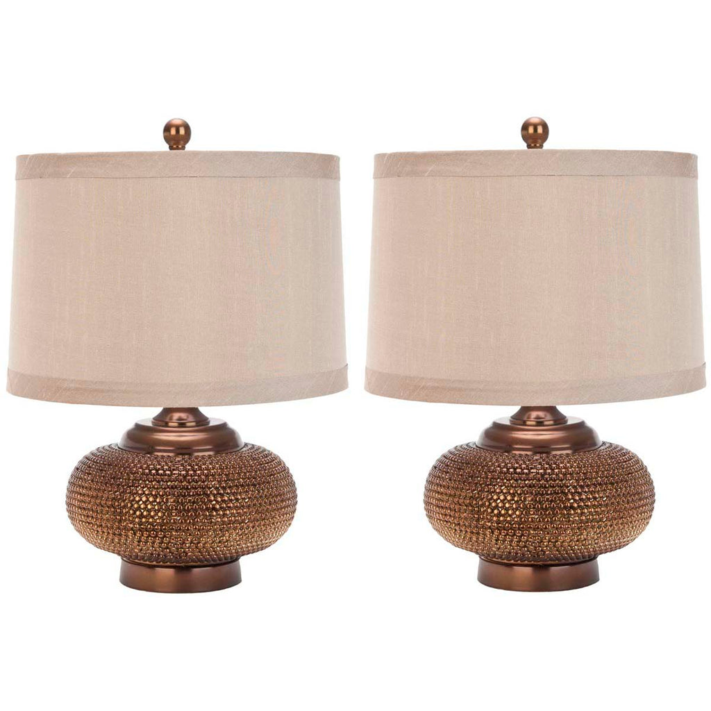 Safavieh Alexis 19 Inch H Gold Bead Lamp-Copper (Set of 2)